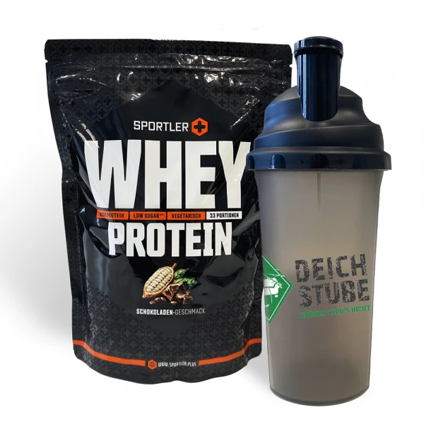 DeichStube Shaker + 1 kg Whey Protein